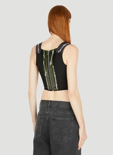 IDLEBONE Classic Portrait Corset Top, Vivienne Skull & Bones Corset Black, Black Velvet Corset Top, Graphic Print Corset