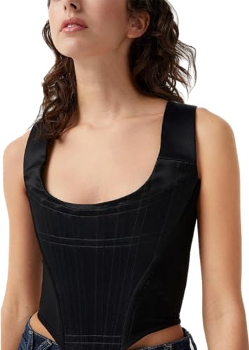 IDLEBONE Classic Black Corset Top, Black Corset in Velvet